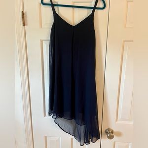 White House Black Market Navy Asymmetrical MIDI Dress Size 6